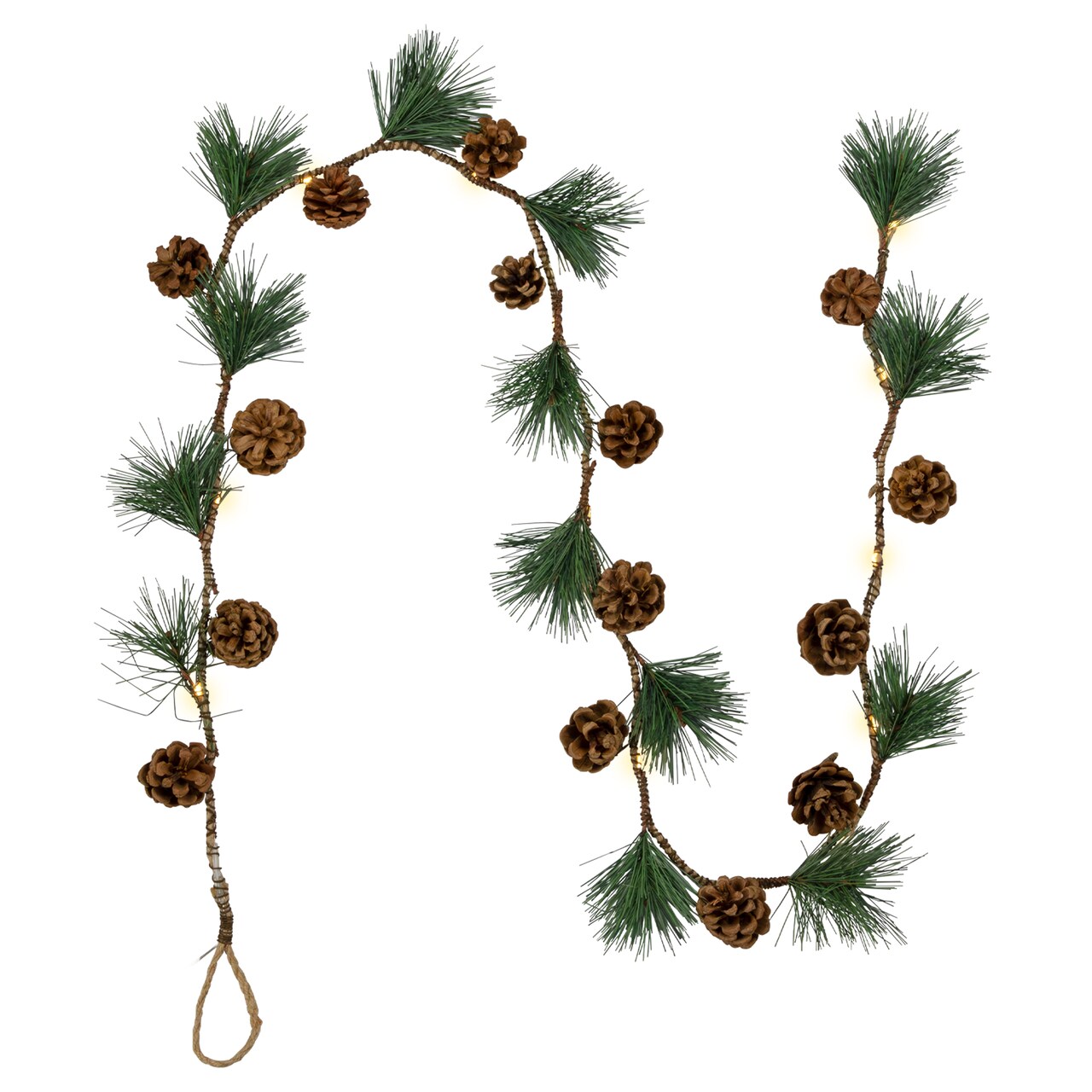 Northlight Pre-Lit B/O Pine Needle and Pinecone Christmas Garland - 4.5' - Warm White Lights